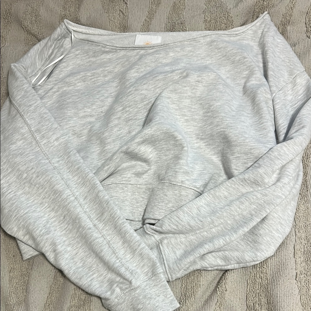 Light Gray Off-Shoulder Sweatshirt